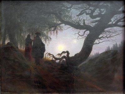 Uomo e donna che contemplano la luna da Caspar David Friedrich